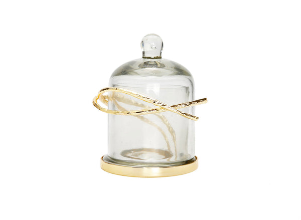 Glass Dome Match Holder with gold Twig Design