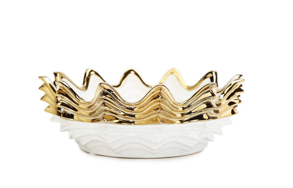 10"D White And Gold Scalloped Bowl - Gilt Touch