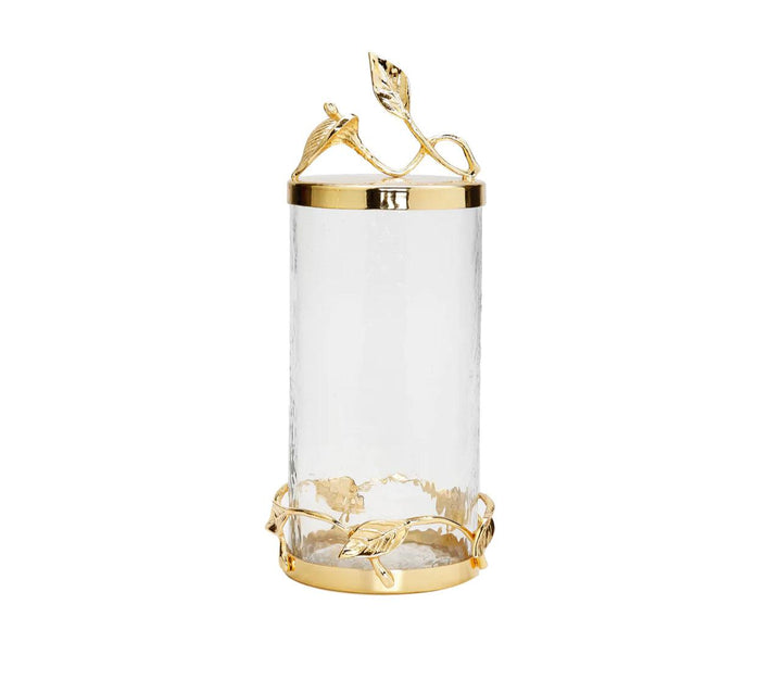 Hammered Glass Canister with Gold Leaf Lid - Gilt Touch