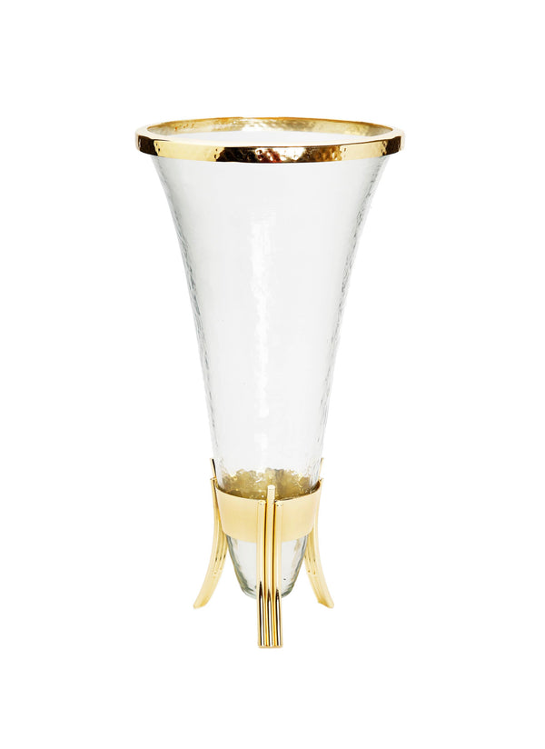 Glass vase with gold symmetrical design bass