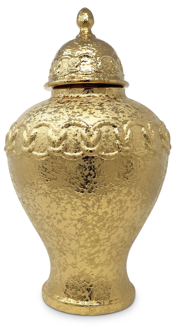 Gold Ginger Jar With Gold Chain Detail