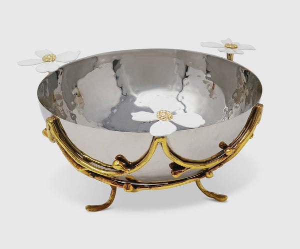 Stainless Steel Bowl with Jewel Flower
