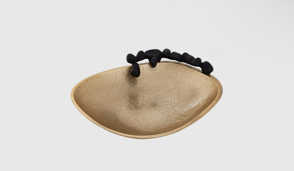 Gold Snack bowl with black detail pebble design