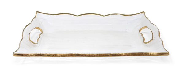 Rectangular Glass Tray with gold rim
