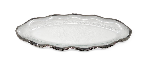 Glass plate with Silver Scalloped rim