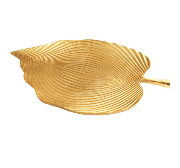 Gold Leaf Shaped Tray with Vein Design