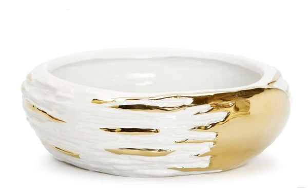 11"D White And Gold Fruit Bowl - Gilt Touch
