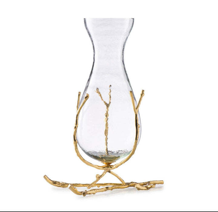 11" Glass Vase with Gold Twig Base - Gilt Touch