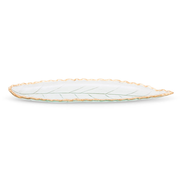 Glass Leaf Dish With Gold Edged