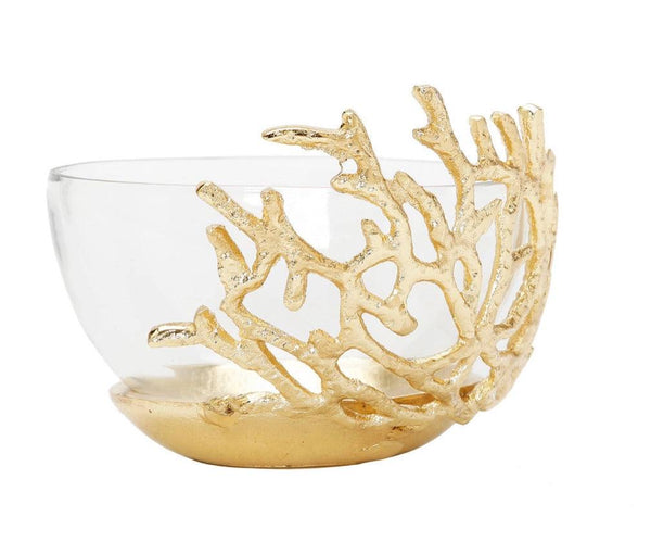 Glass Bowl Gold Branch Design - Gilt Touch