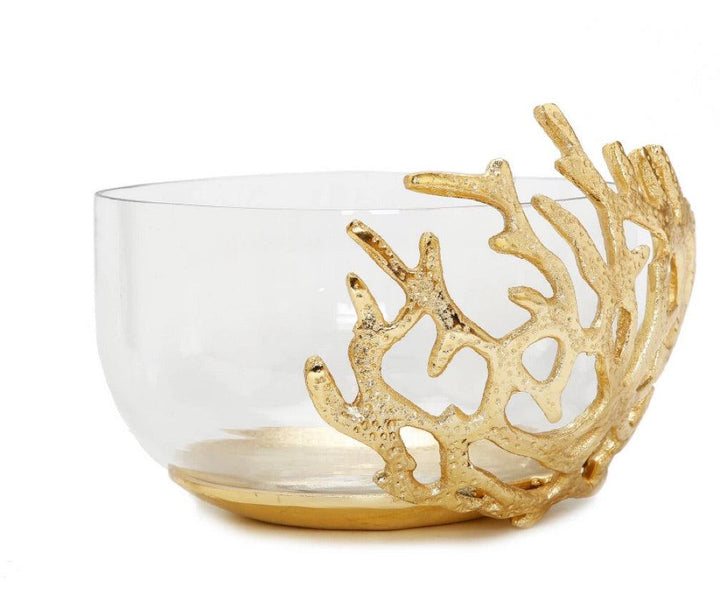 Glass Bowl Gold Branch Design - Gilt Touch