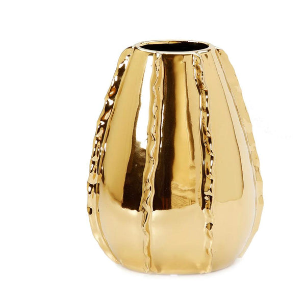 Glossy Gold Tear Shaped Vase - Gilt Touch