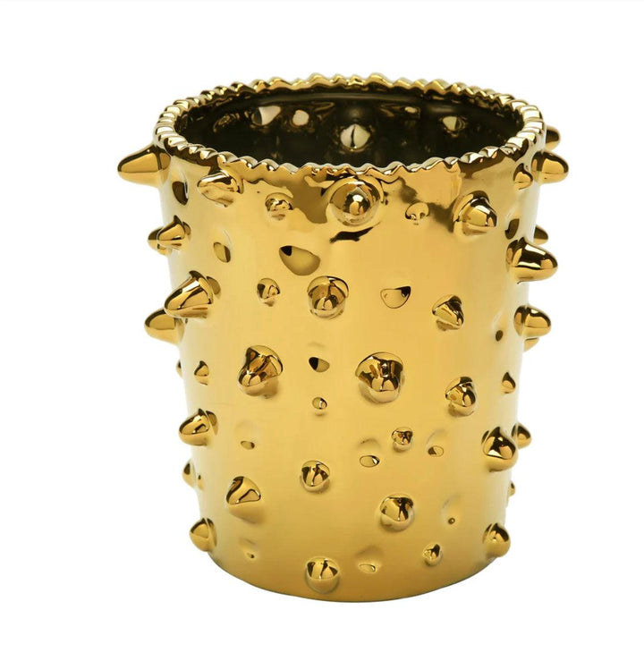Gold Bud Vase With Dimensional Dot Design - Gilt Touch