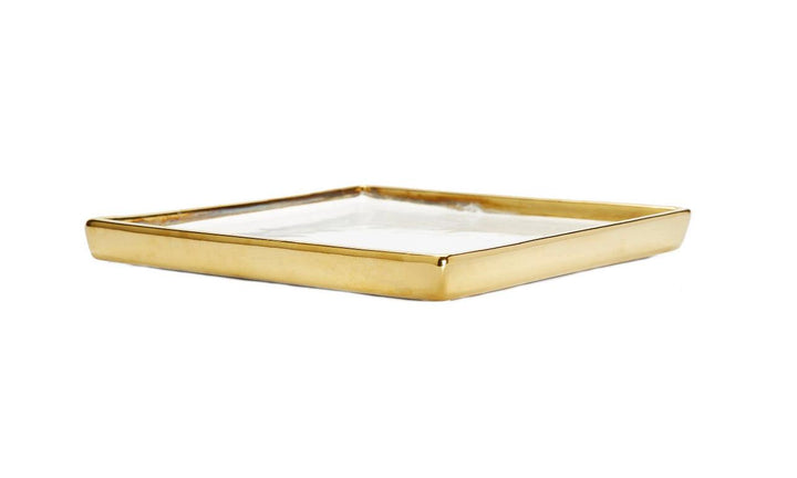 Gold Edged White Square Tray - Gilt Touch