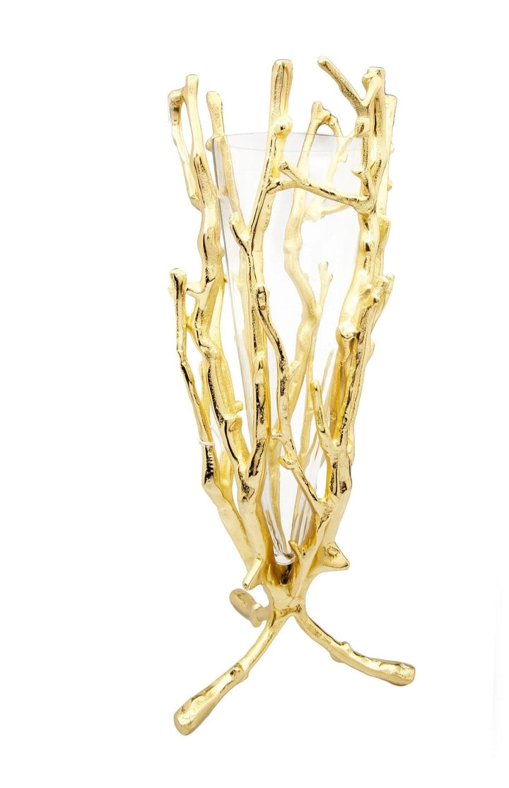 Gold Floral Vase with Removable Glass Insert - Gilt Touch