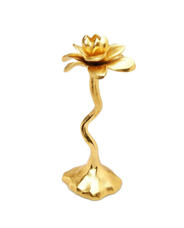 Gold Flower Shaped Candle Holder - Gilt Touch