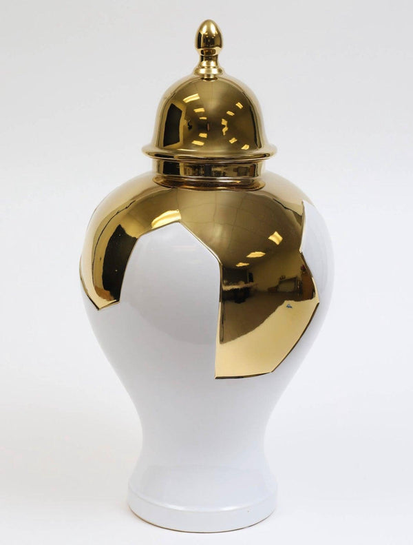 Gold Geometric White and Gold Ginger Jar - Gilt Touch