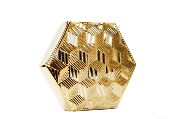 Gold Hexagon Shaped Vase - Gilt Touch