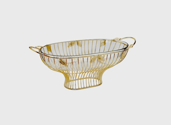 Gold Leaf Oval Shaped Bowl with Glass Insert - Gilt Touch