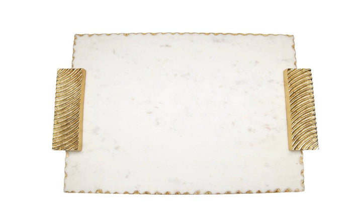 Gold Marble Challah Tray with Decorative - Gilt Touch