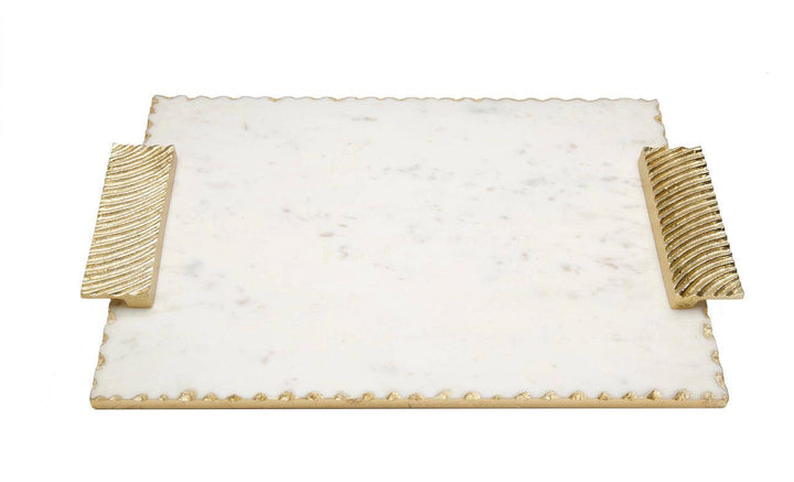 Gold Marble Challah Tray with Decorative - Gilt Touch