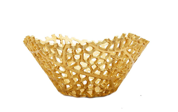 Gold Snack Bowl Lattice Design - Gilt Touch