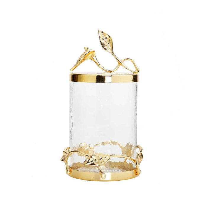 Hammered Glass Canister with Gold Leaf Lid - Gilt Touch