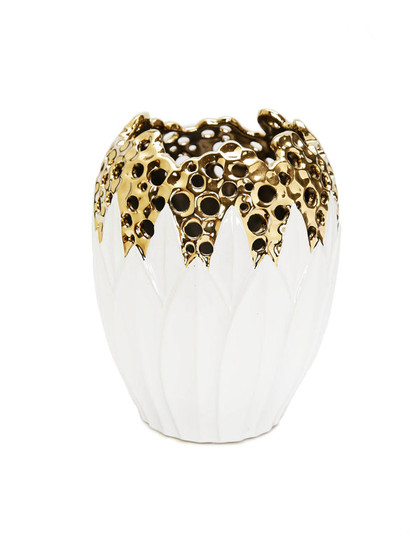 White and gold porcelain vase