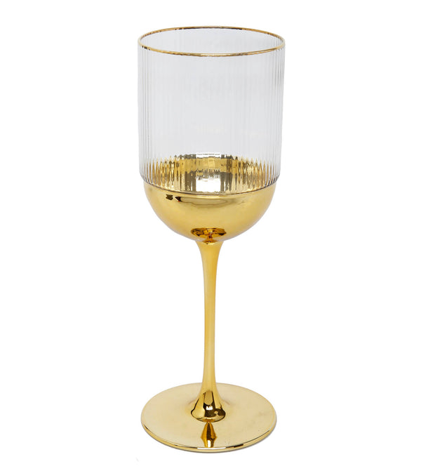 Set of 6 Wine Glasses with Gold Dipped bottom