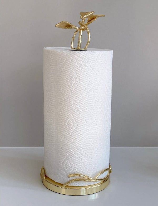 Paper Towel Holder with Gold Leaf Design