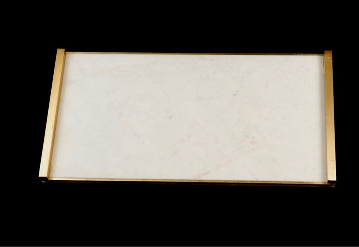 Marble Rectangle Tray with Metal Handles - Gilt Touch