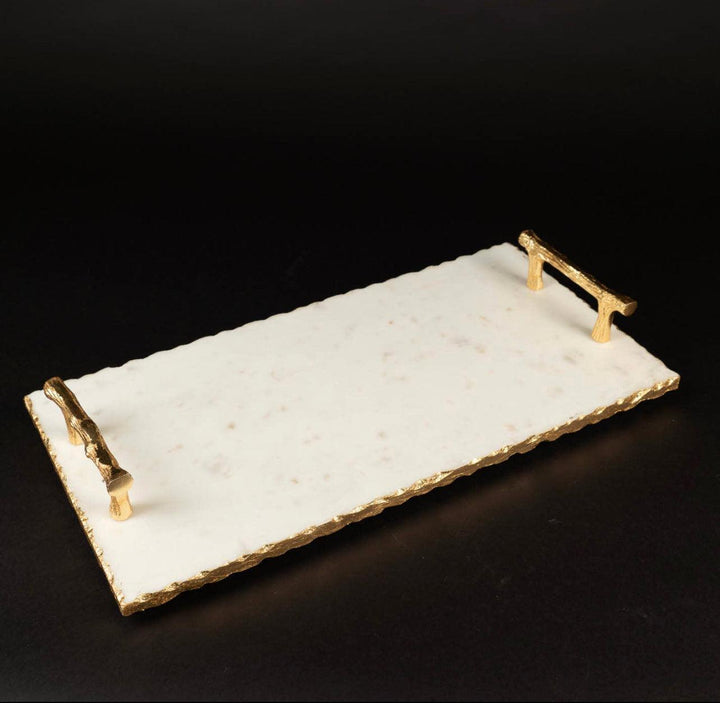 Marble Rectangle Tray with rough gold edeged - Gilt Touch