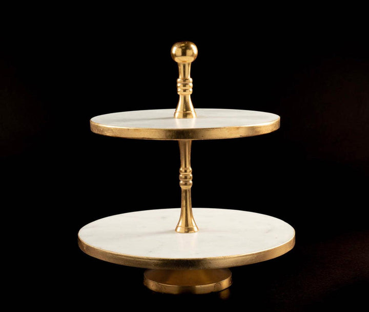 Marble Two tier Cake stand - Gilt Touch