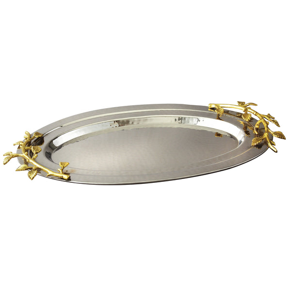 Leaf Hammered Oval Tray