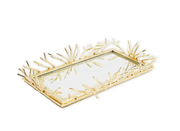 Rectangular Decorative Mirror Tray Gold Design border - Gilt Touch