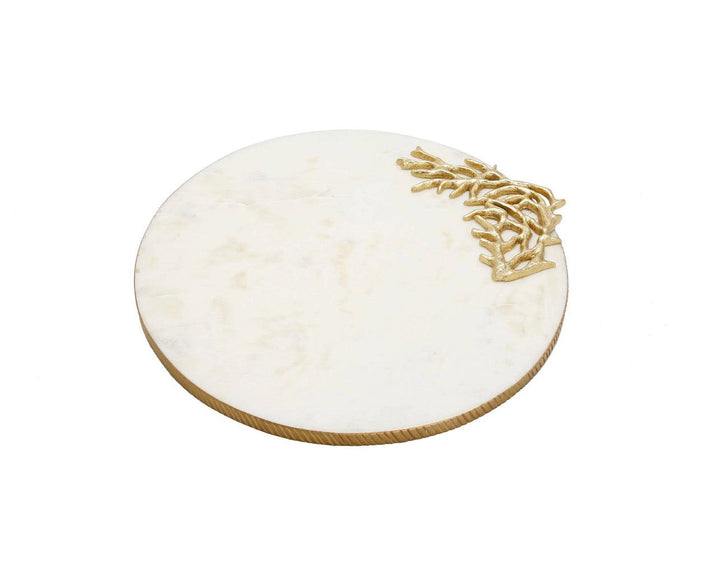 Round Marble Tray Gold Branch on Corner - Gilt Touch