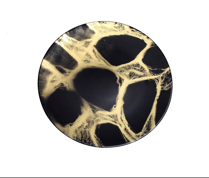 Set of 4 Black and Gold Marbleized Chargers - Gilt Touch