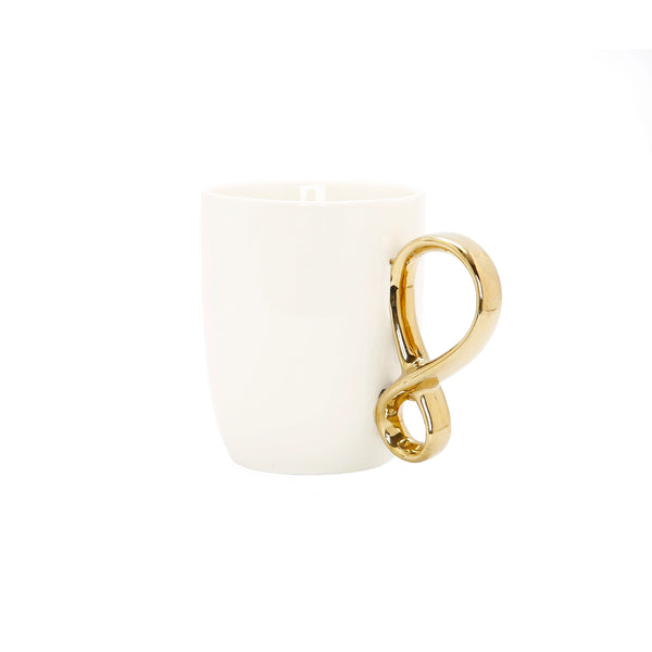 Coffee Mug White With Gold twist Handle 19 Oz