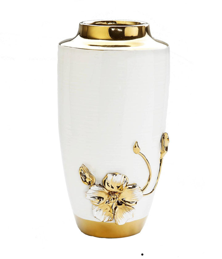 White and Gold Vase with Flowers at the Bottom - Gilt Touch