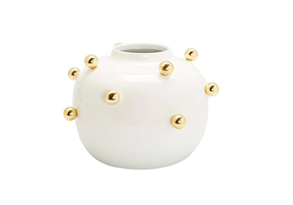 White Bud Vase ball Design - Gilt Touch