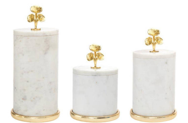 White Marble Gold Canister - Gilt Touch