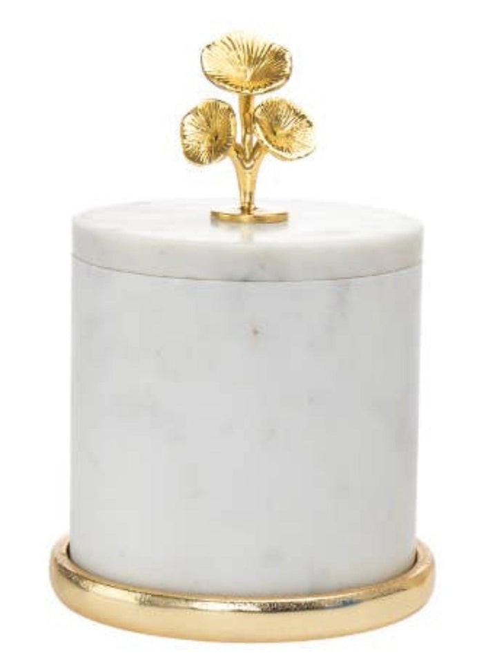 White Marble Gold Canister - Gilt Touch
