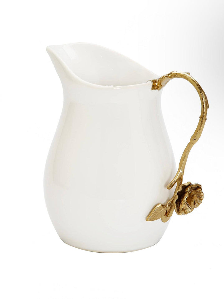 White Pitcher stainless Handle flower detail - Gilt Touch