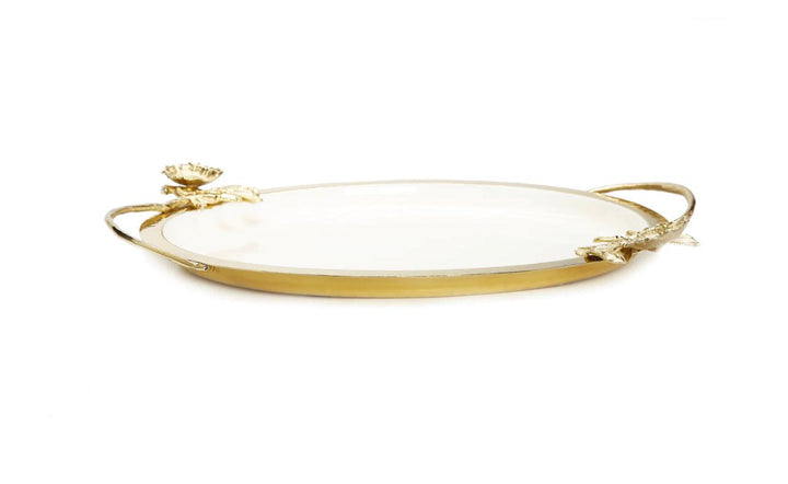 White Tray with Gold Flower Detail - Gilt Touch