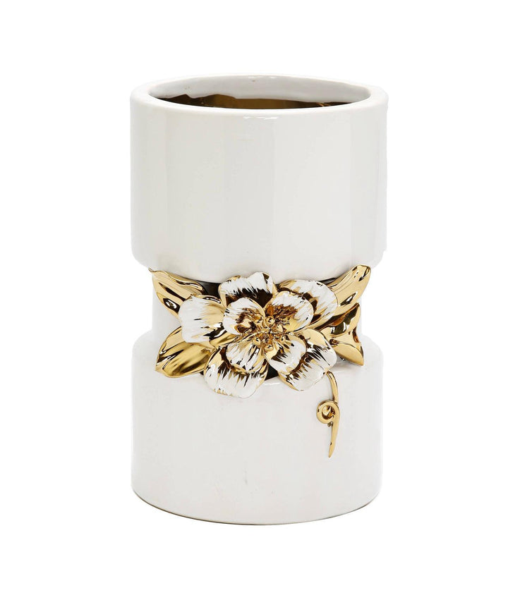White Vase gold Center and white/gold flower - Gilt Touch